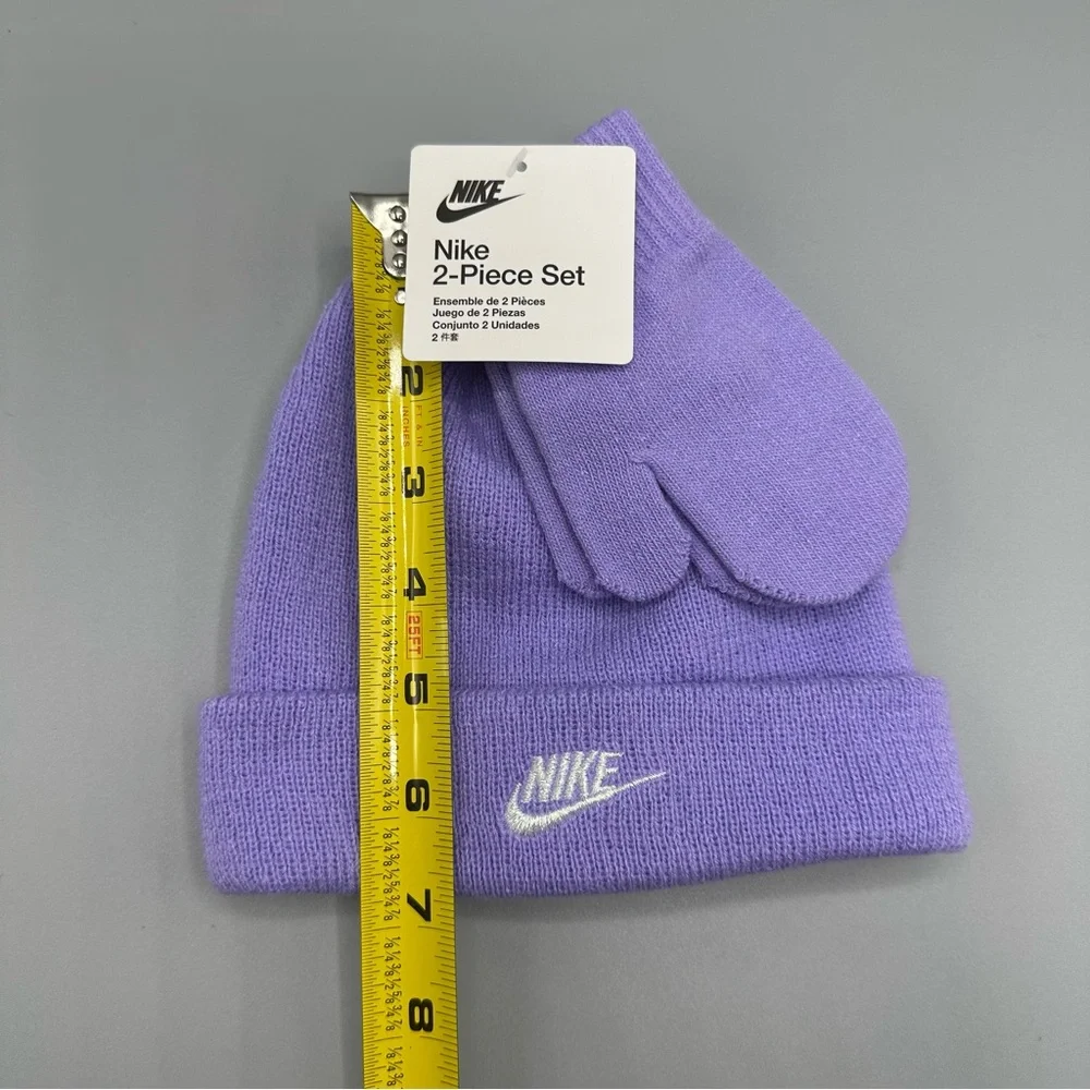 Nike Beanie Hat and Mittens 2 Piece Toddler Baby Set Size 2/4T Purple